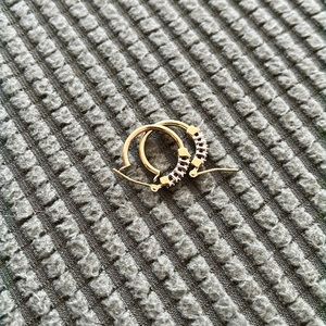 Sweet, dainty 14k Gold hoops with diamonds